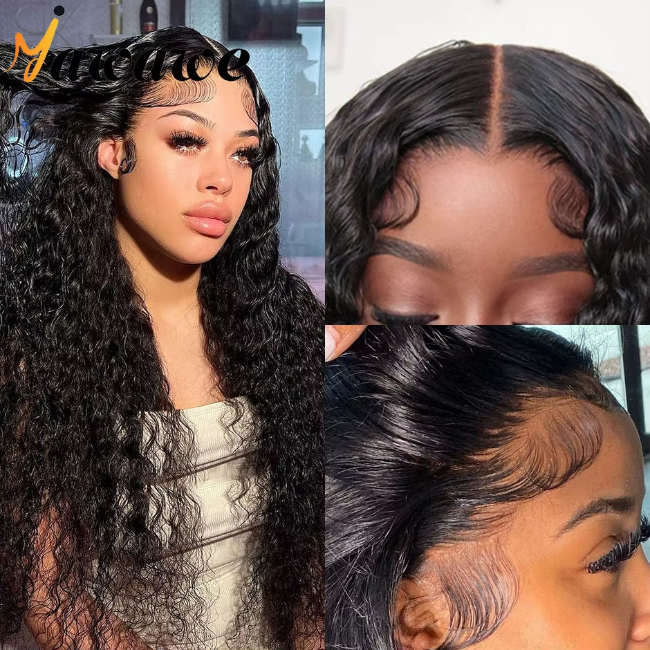 Hair Water Wave 13X6 HD Lace Frontal Wigs Brazilian Wigs 100% Human Hair for Women Deep Curly Wigs Preplucked Precut