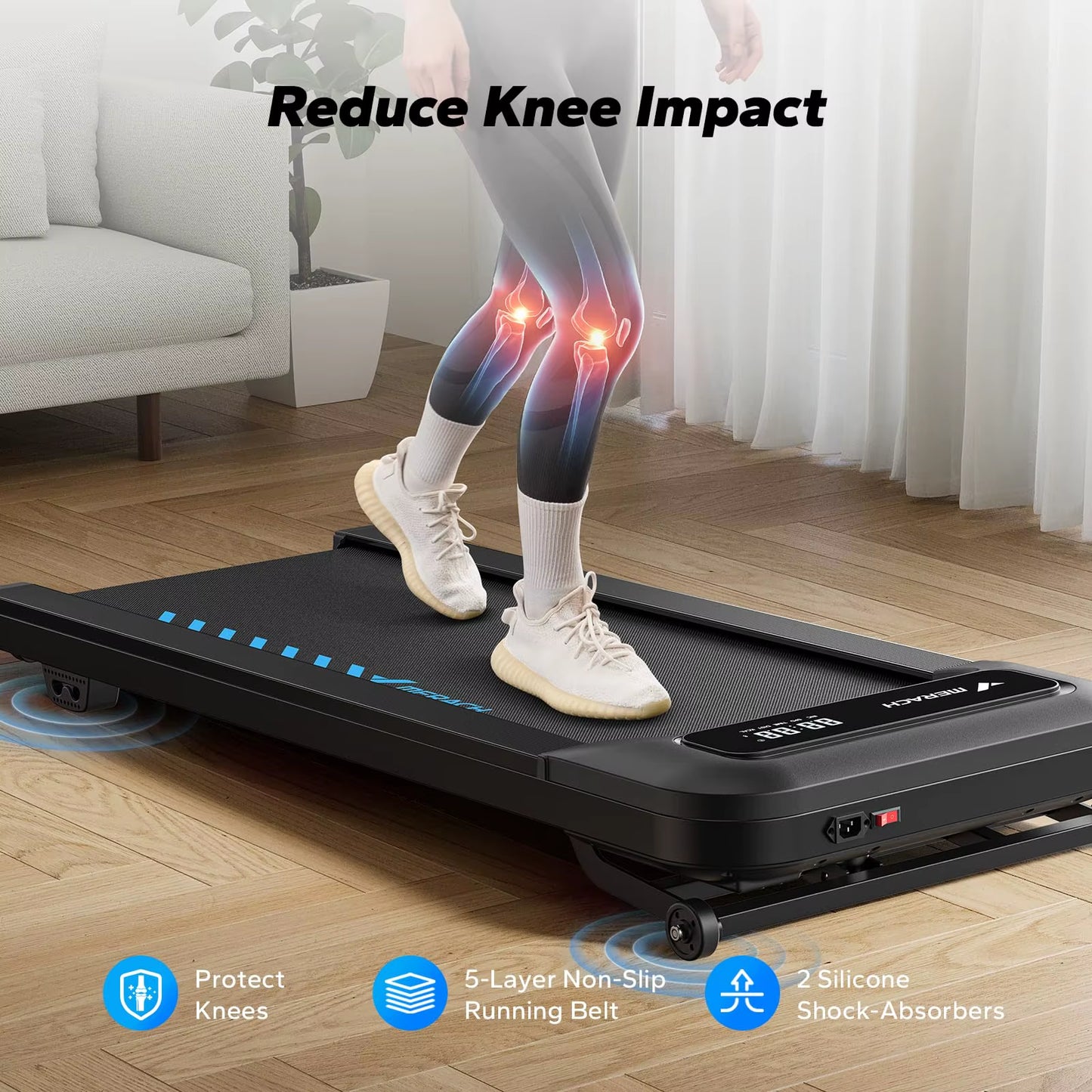 Walking Pad Quiet under Desk Treadmills for Home Gym Portable Walking Treadmill with Magnetic Remote Control LED Display