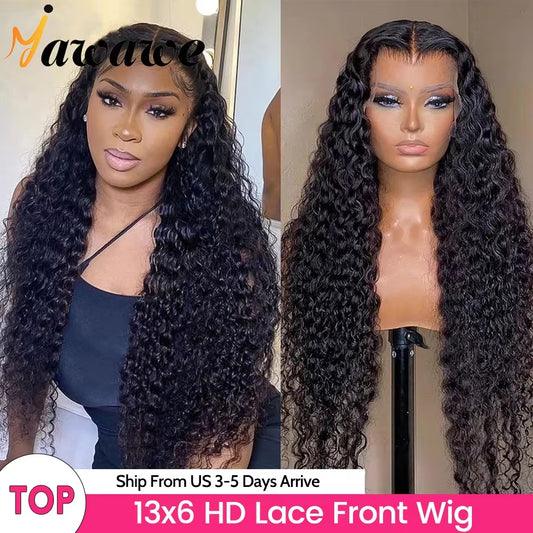 Hair Water Wave 13X6 HD Lace Frontal Wigs Brazilian Wigs 100% Human Hair for Women Deep Curly Wigs Preplucked Precut