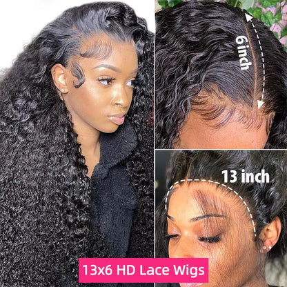 Hair Water Wave 13X6 HD Lace Frontal Wigs Brazilian Wigs 100% Human Hair for Women Deep Curly Wigs Preplucked Precut