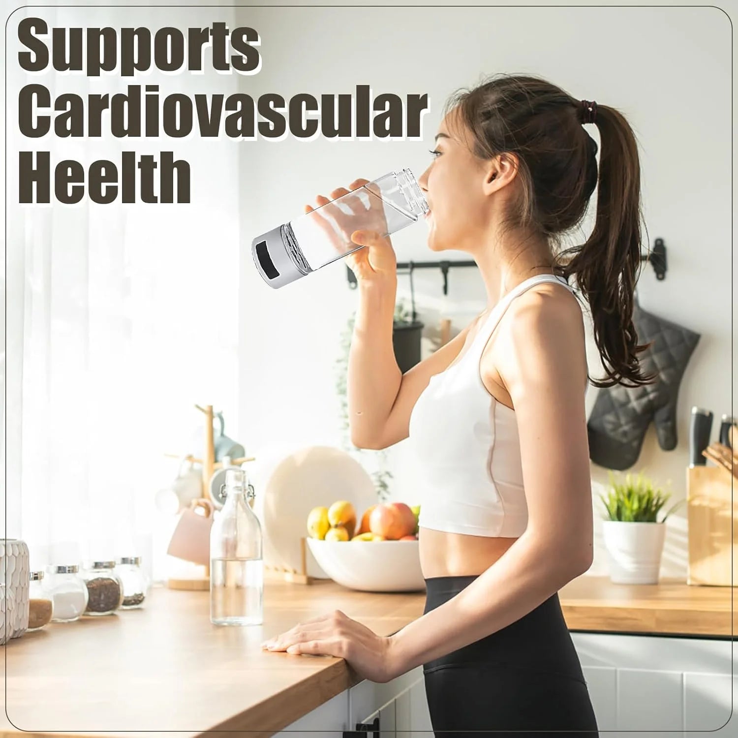 Hydrogen Water Bottle, Double Layer Glass Health Mug Generator, USB Rechargeable Ionized Water Generator Machine for Home Office Travel, Silver