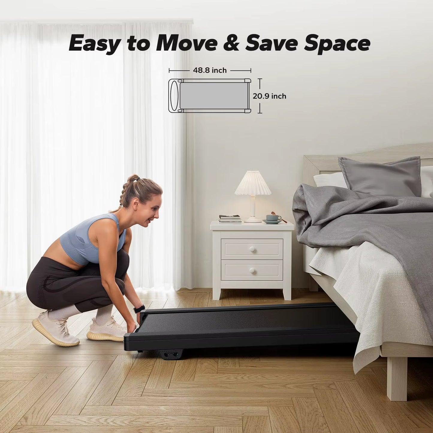 Walking Pad Quiet under Desk Treadmills for Home Gym Portable Walking Treadmill with Magnetic Remote Control LED Display