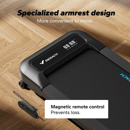 Walking Pad Quiet under Desk Treadmills for Home Gym Portable Walking Treadmill with Magnetic Remote Control LED Display