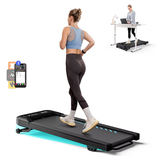 Walking Pad Quiet under Desk Treadmills for Home Gym Portable Walking Treadmill with Magnetic Remote Control LED Display