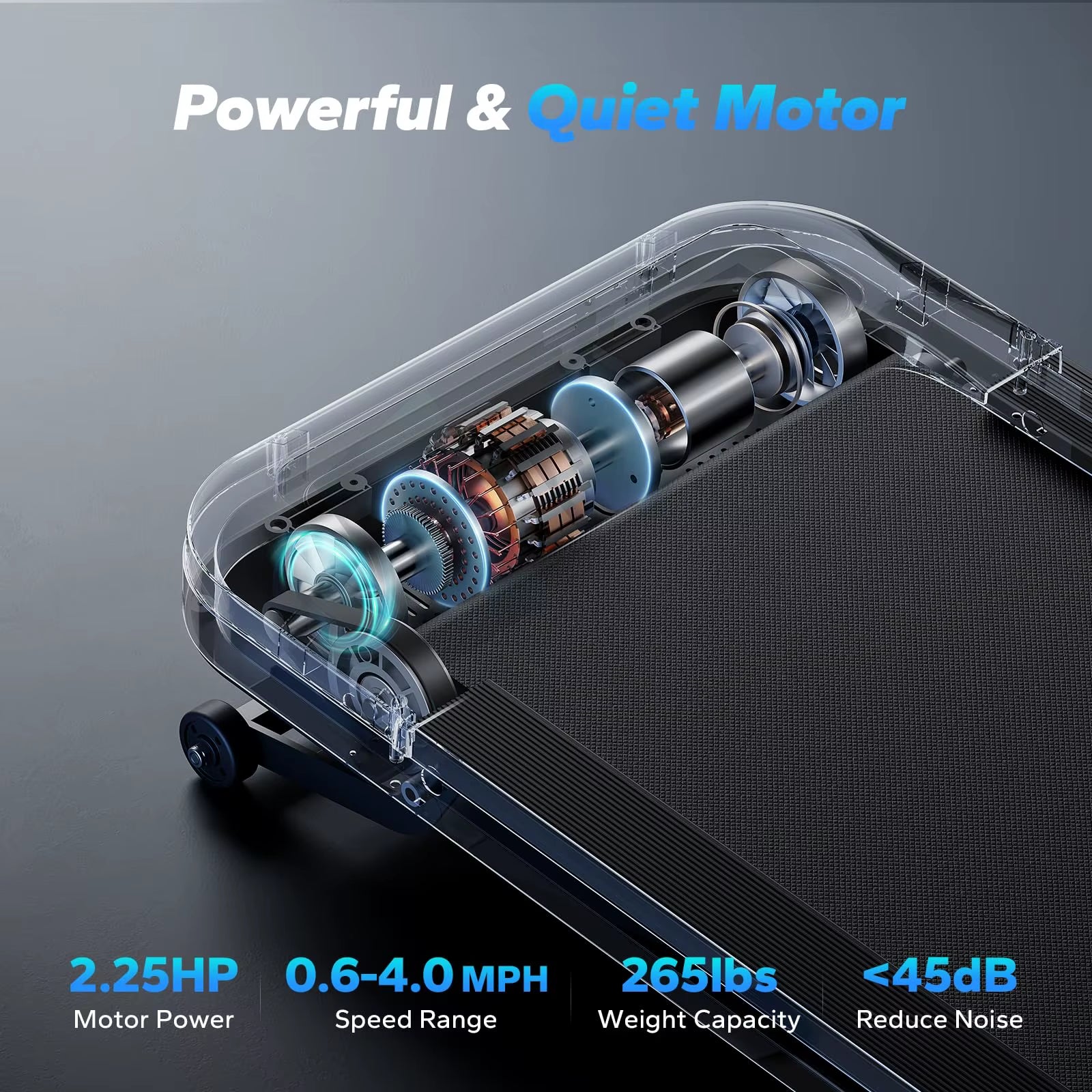 Walking Pad Quiet under Desk Treadmills for Home Gym Portable Walking Treadmill with Magnetic Remote Control LED Display